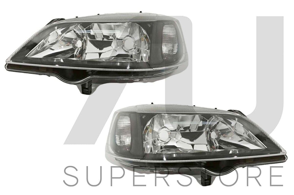 Set Pair LH LHS + RH RHS Head Light Lamp (Black) For Holden Astra TS 1998~2006