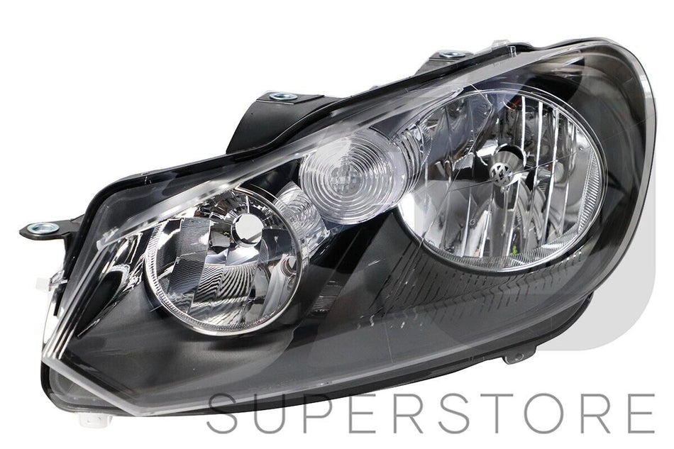 LH LHS Left Hand Head Light Lamp Halogen Black For VW Volkswagen Golf Mk6 08~13