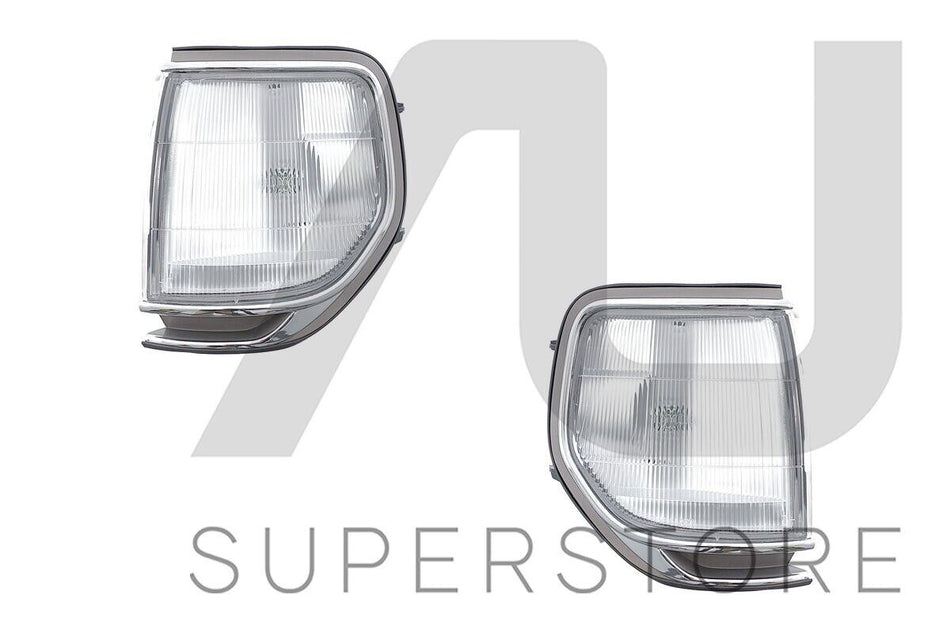 Pair LH+RH Corner Light Lamp Chrome For Toyota Landcruiser 80 Series GXL 90~98