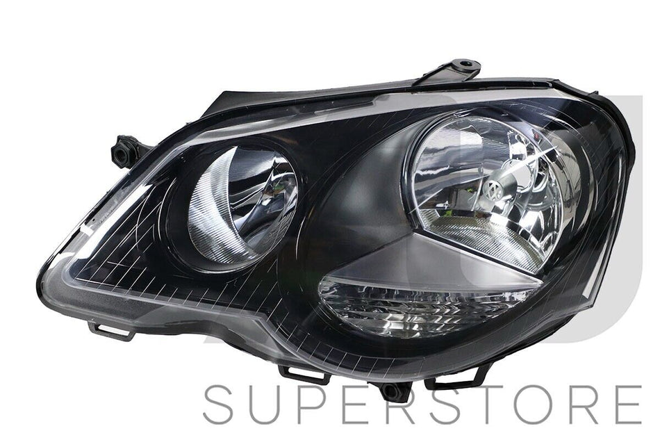 Left Hand Head Light Lamp GTi Black For VW VolksWagen Polo 9N 2005~2010