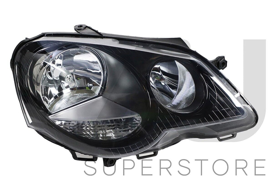 Right Hand Head Light Lamp GTi Black For VW VolksWagen Polo 9N 2005~2010