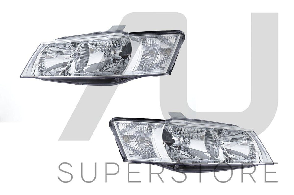 Set Pair LH+RH Head Light Lamp Halogen Chrome For Holden Commodore VZ 2004~2007