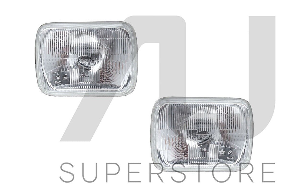 Pair Head Light Lamp Works With H4 Globe Glass Lens For Holden Rodeo 1988~2003