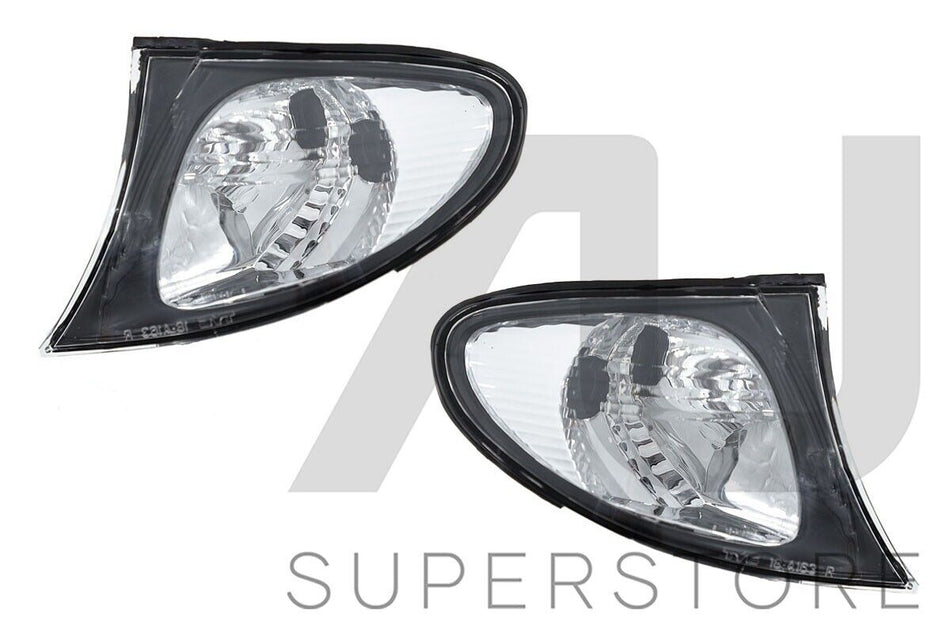 Set Pair LH+RH Corner Light Indicator Lamp Black For BMW 3 Series E46 2001~2005