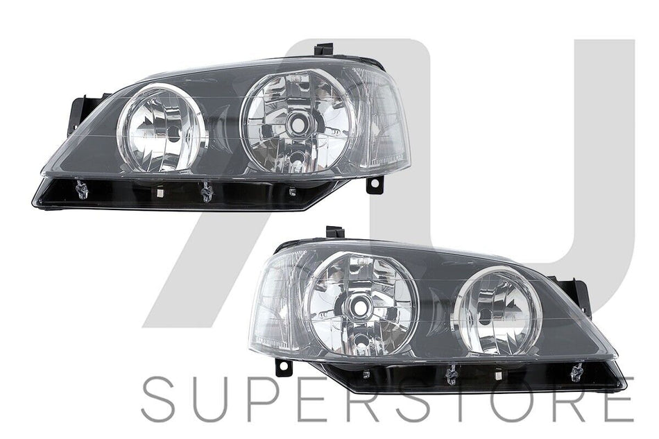 TYC Set Pair LH+RH Head Light Lamp Black For Ford Falcon BA BF Series 1 XT 02~06