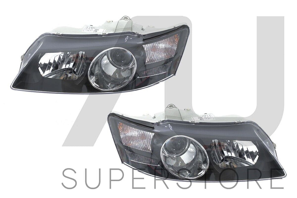 Pair LH+RH Head Light Projector Black For Holden Commodore VY Calais HSV 02~04