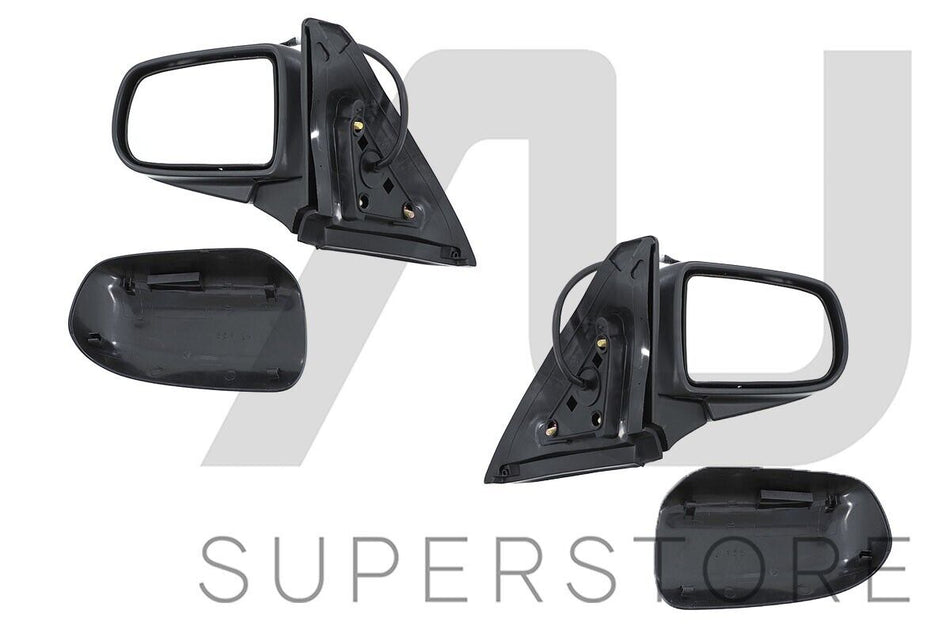 Set Pair LH+RH Manual Door Mirror Black For Mazda 323 Protege / Astina 98~03