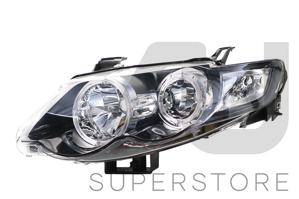 Pair LH+RH Head Light Angel Eyes (Black) For Ford Falcon FG s1 XR6 XR8 08~11